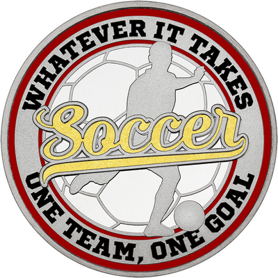 Gold "Soccer" with Maroon Outer Circular Borders